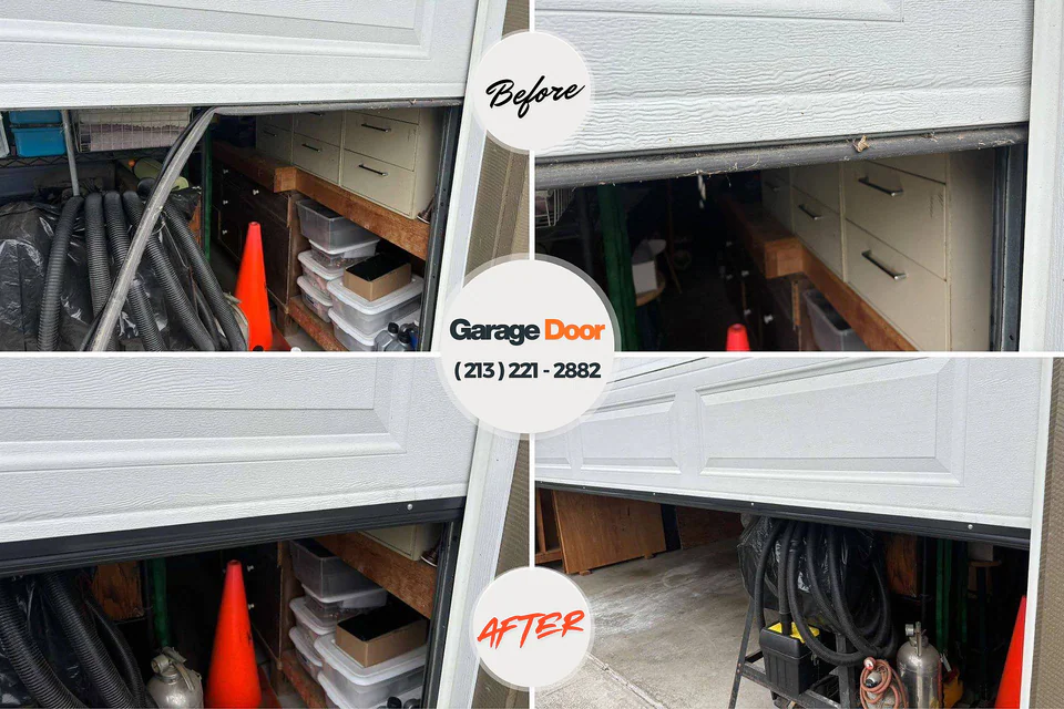 Before and after: garage door installation Lakeland, TN